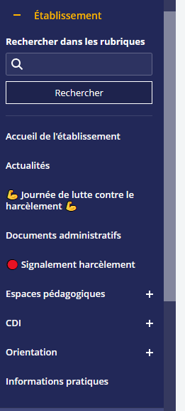 ENT Skolengo : Établissement → Signalement harcèlement
