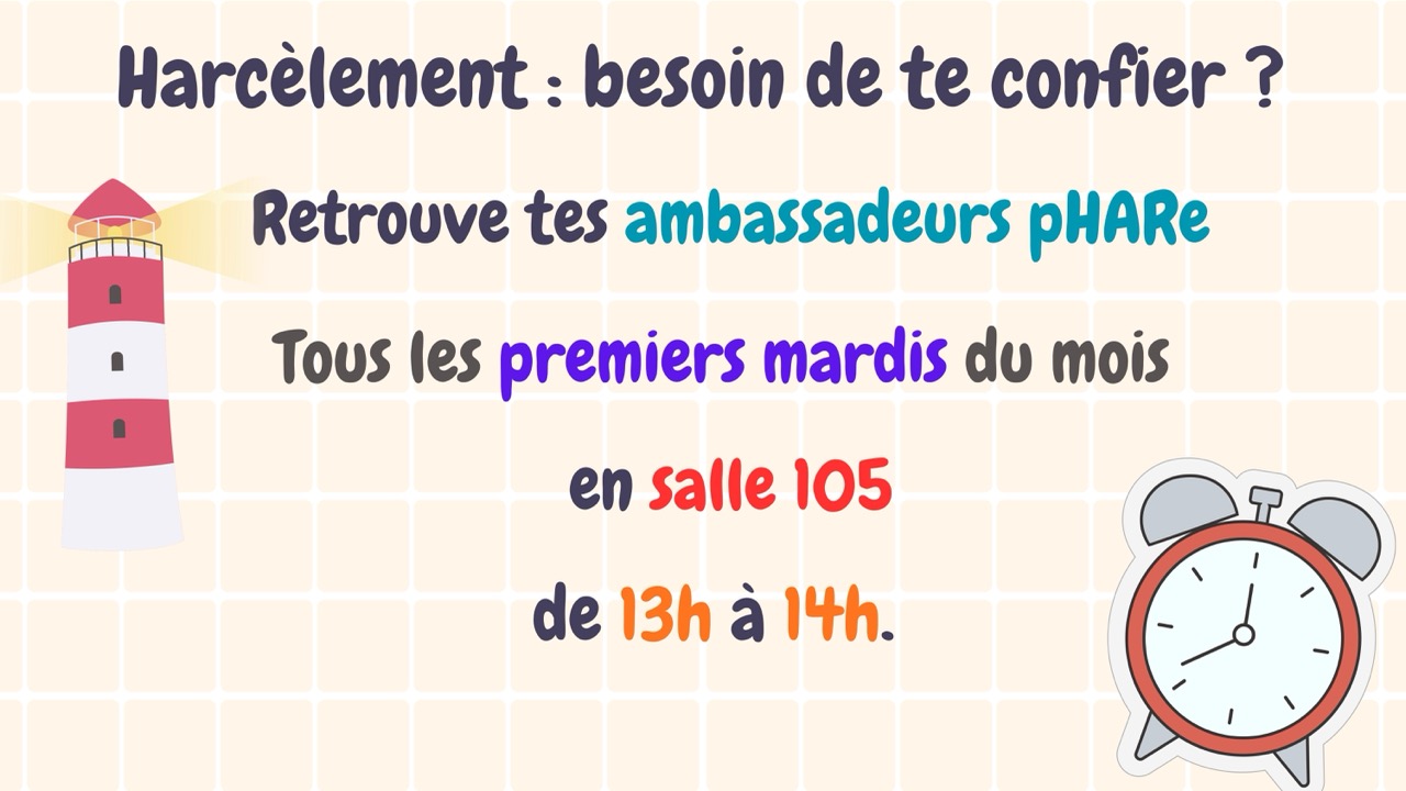 Chaque premier mardi du mois en salle 105 de 13h à 14h